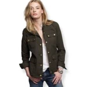 J.Crew Downtown Field Jacket Waxed Cotton Olive Green Size Medium
